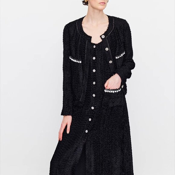 Luxury Silk-Blend Jacquard Dress | Dark Floral Night Sky Black | Size M - Picture 11 of 16